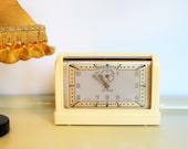 Vintage Alarm Clock Rare COUPATAN 39 39 Le Boy 39 39 Alarm Clock Bakelite Cream Color Working Clock Electric Alarm Clock Art Deco Rouen France 30s
