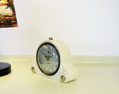 Vintage Alarm Clock, French Art Deco SMI Bedhead Alarm Clock, Beige and Gold Color, Bakelite, Retro Home Decor, Made in France, 1930s