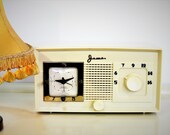 Vintage Working JEWEL Alarm Clock with Radio, Model 340, Ivory Clock, Bakelite Electric Alarm Clock, Made in U.S.A, 50s