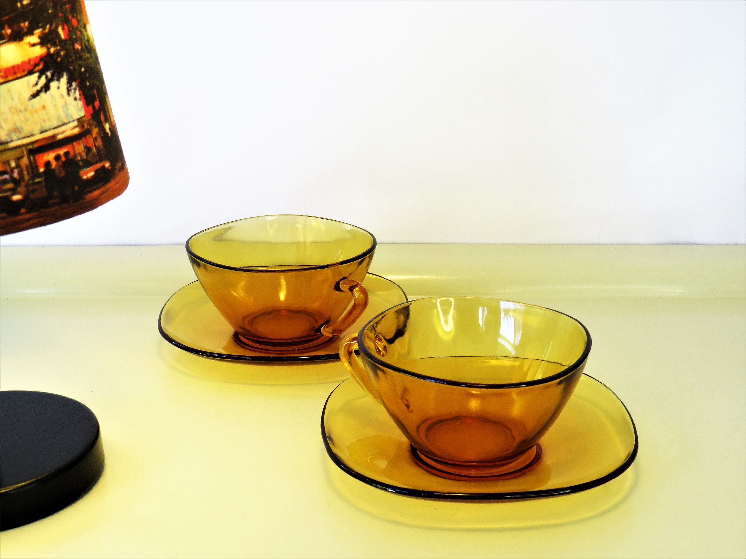 Tasses à café verre ambré Vereco