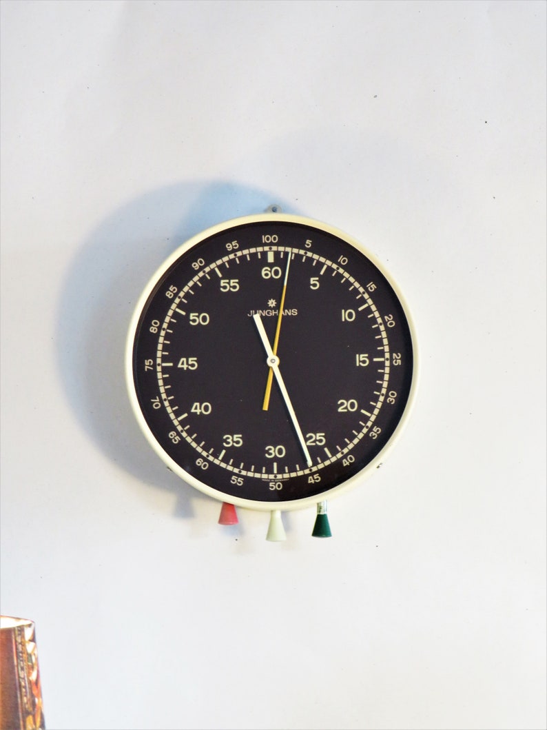 Vintage Large JUNGHANS Stopwatch Wall Clock Dark Room Etsy