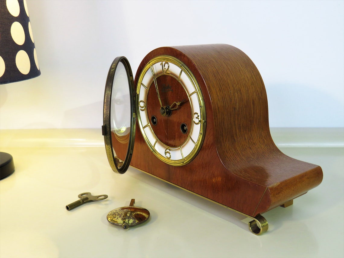 Vintage JUBA Wooden Mantel Clock Mechanical Chimney Clock Etsy