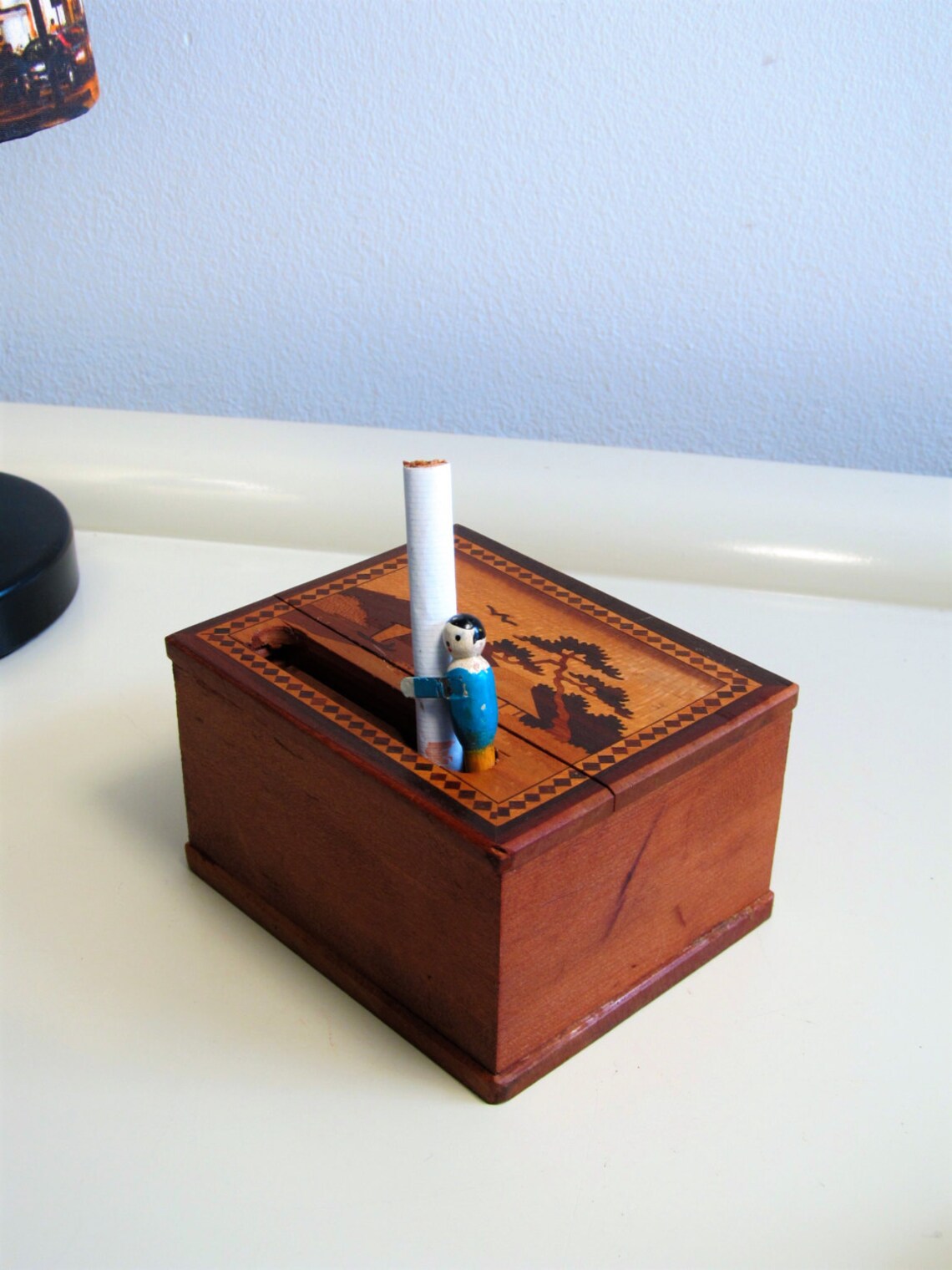 Novelty Wooden Pop Up Man Cigarette Desk Dispenser Box Etsy