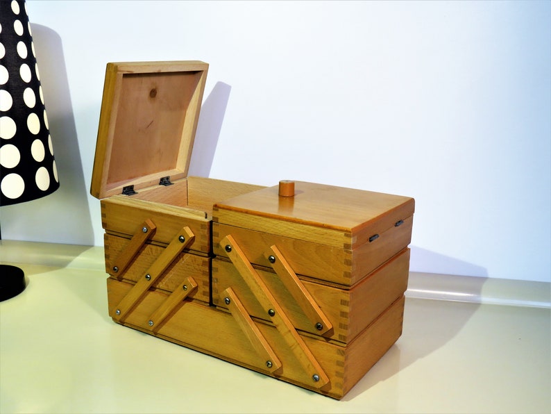 Vintage Sewing Box Vintage Wooden Sewing Cabinet Accordion Etsy