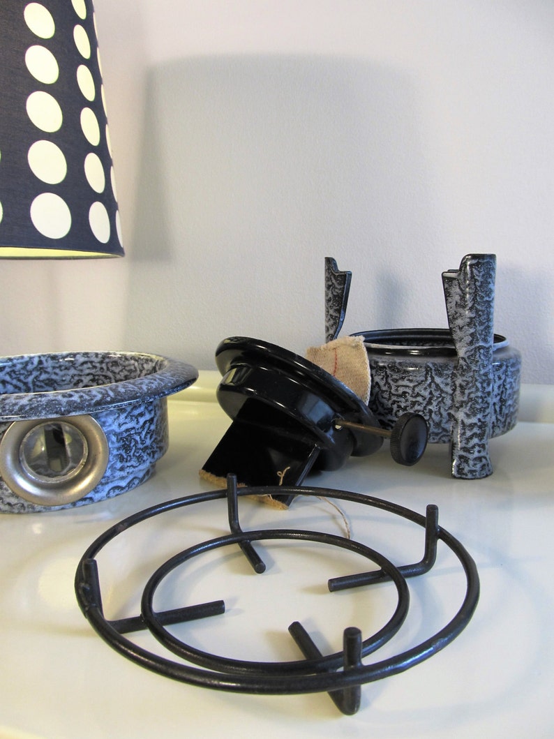 Antique Teapot and Stove Cast Iron Dutch Enamelware Etsy