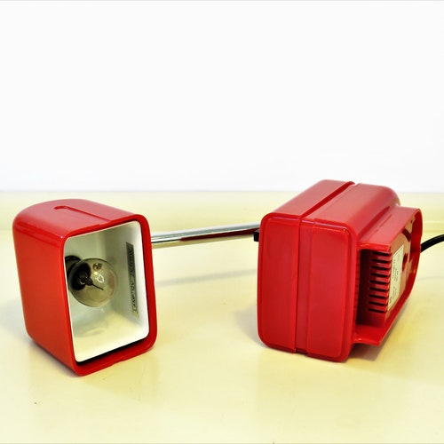 Vintage Space Age Telescopic Desk Table or Wall Lamp, ''Stella'' Fagerhults, Red Color, Retro Scandinavian Design shops Mid Century, Sweden, 70s