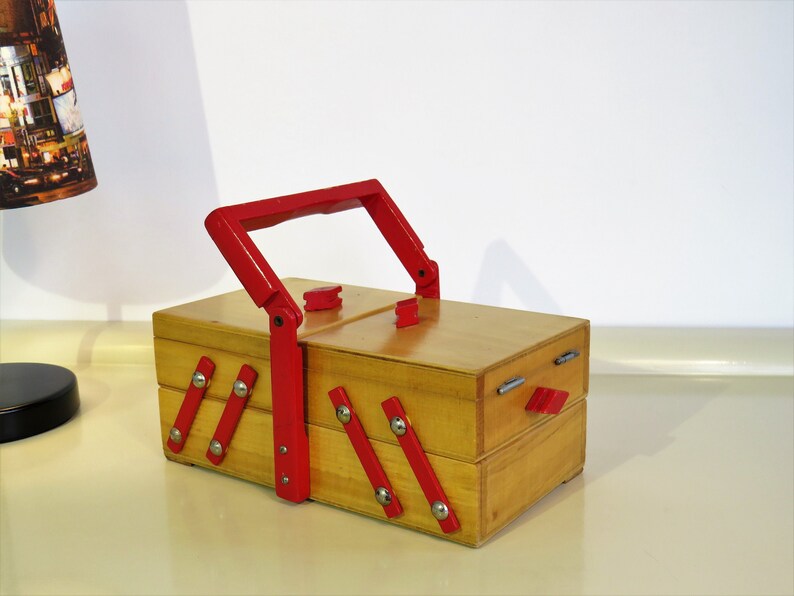 Vintage Small Accordion Sewing Box Wooden Sewing Cabinet With Etsy