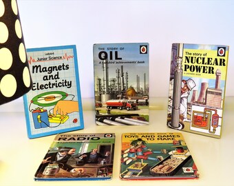 Vintage Ladybird Books, Set of 5 Science Books, Original Illustration, Collectible Junior Books, Gift for Kids, British History Books, 60s