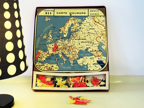 Ancienne Carte de France En Puzzle plastique Création MOB