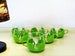 Vintage Tea Cups with Plastic Holder, 6 Glass Cups with Holder, Heat Resistant Glass and Plastic Teacups, Green Color, Space Age Holland 70s 