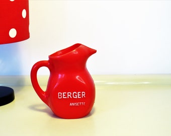 Vintage Retro French Berger Anisette Traditional Water Jug Plastic Pitcher French Bottle Bistro Cafe Restaurant Water Carafe France 70s