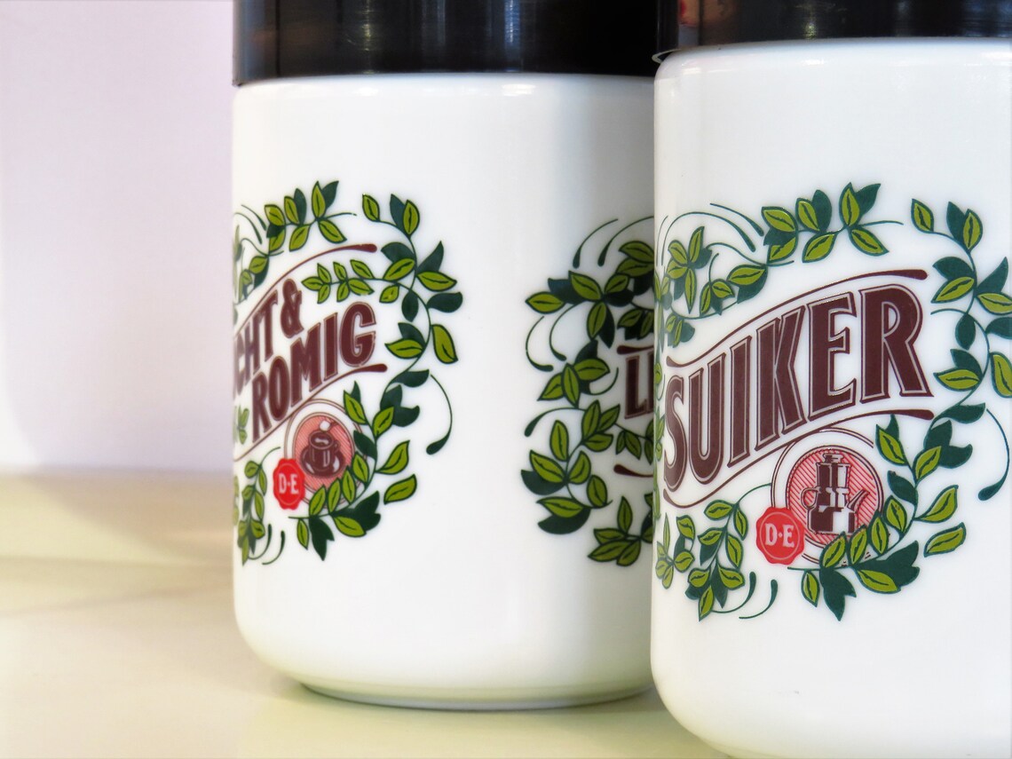 Vintage Retro Dutch Milk Glass Canister Set Coffee Sugar Tea Etsy