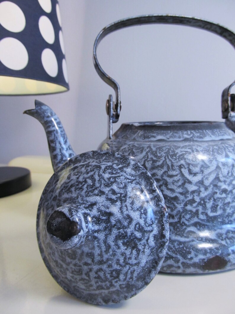 Antique Teapot and Stove Cast Iron Dutch Enamelware Etsy