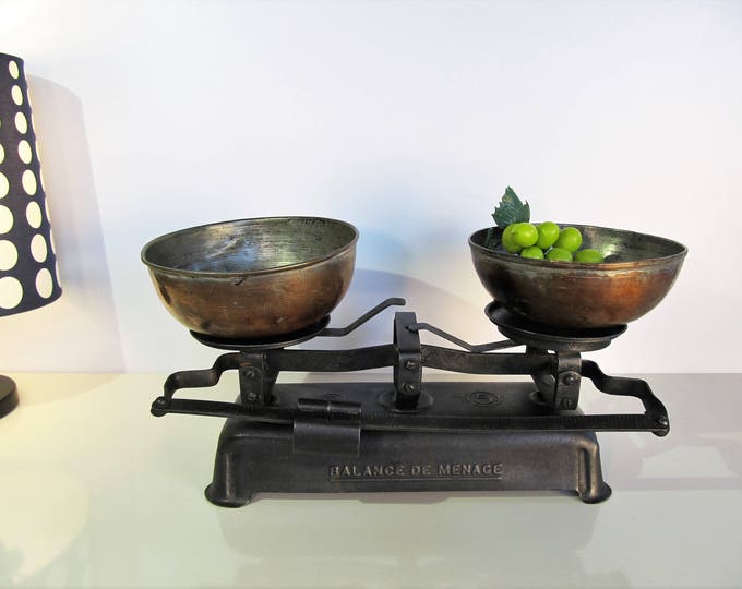Vintage French Kitchen Cast Iron Scale Weight Balance De Menage Cast