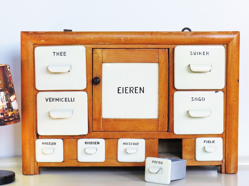 Vintage Enamel Kitchen Cabinet Spice Antique Wooden Rack Dutch Drawers Holland 50s - Vintage Enamel Kitchen Cabinets Vintage Enamel Kitchen Cabinet Spice Antique Wooden Rack Dutch Drawers Holland 50s - Vintage Enamel Kitchen Cabinets
