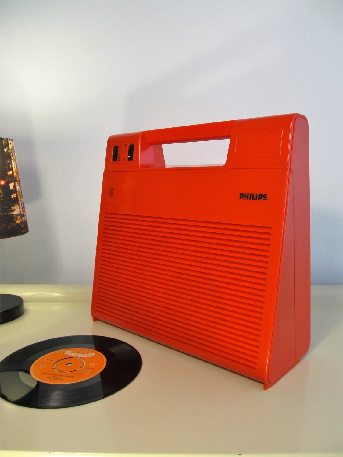 Tourne disque Philips 180 + range vinyle SOMM - Vintage 70s