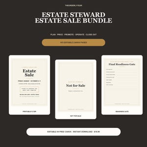 Estate Sale Organizer Bundle, Editable Canva Signs, Price Tags, Inventory, Checkout & Planning Templates