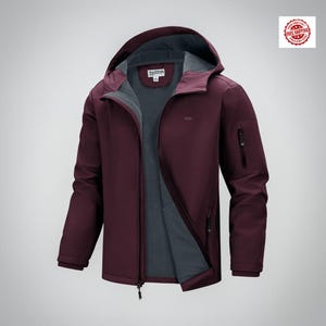 Men's Hooded Fleece Lined Rain Shell Jacket Waterproof Lightweight Windbreaker Outdoor Coat