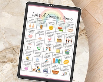 Bingo de la bondad para imprimir / Juego de actos de bondad para niños / Actividad familiar para el aula de la escuela dominical