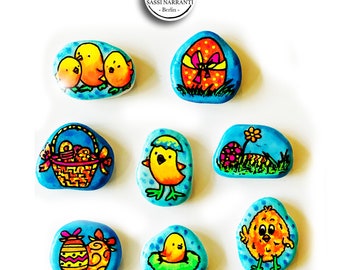 Personalized Lucky Charm - Easter Stones - Lucky Stone - - Painted Stones - glowing easter stones - neon colors