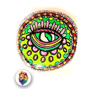 Einzigartiges Geschenk - Bemalter Stein - Welt schreit - drittes Auge - Schrei - Mandala