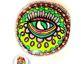 Einzigartiges Geschenk - Bemalter Stein - Welt schreit - drittes Auge - Schrei - Mandala