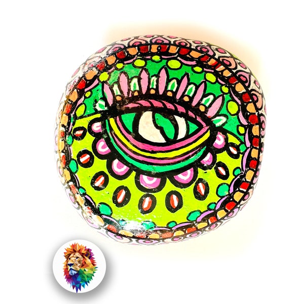 Einzigartiges Geschenk - Bemalter Stein - Welt schreit - drittes Auge - Schrei - Mandala