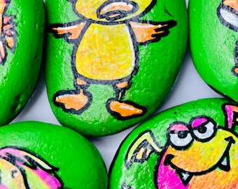 Unique Gift - Painted Stones (Set of 5 Stones) - Children's Birthday Animals