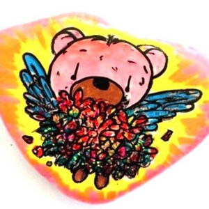 Unique Gift - Painted Stone Angel Teddy