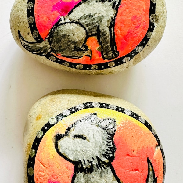 Personalisierte Steine -  Glücksstein -  bemalte Steine - kleinen Wolf
