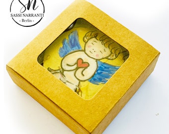 Unique Gift - Personalized guardian angel or cat - lucky stone - healing stones - painted stones - gift idea, souvenir, lucky charm