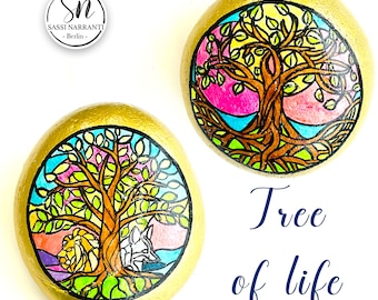 Personalisierter Baum des Lebens - Glücksstein - Heilende Steine - Bemalte Steine -Geschenkidee, Mitbringsel, Glücksbringer