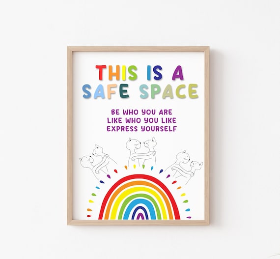 LGBTQIA+ Inclusivity Poster | This is a Safe Space - Printable Poster - Print - Therapy - Mental Health