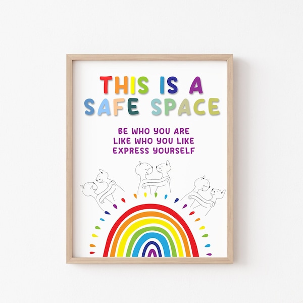 LGBTQIA+ Inclusivity Poster | This is a Safe Space - Printable Poster - Print - Therapy - Mental Health