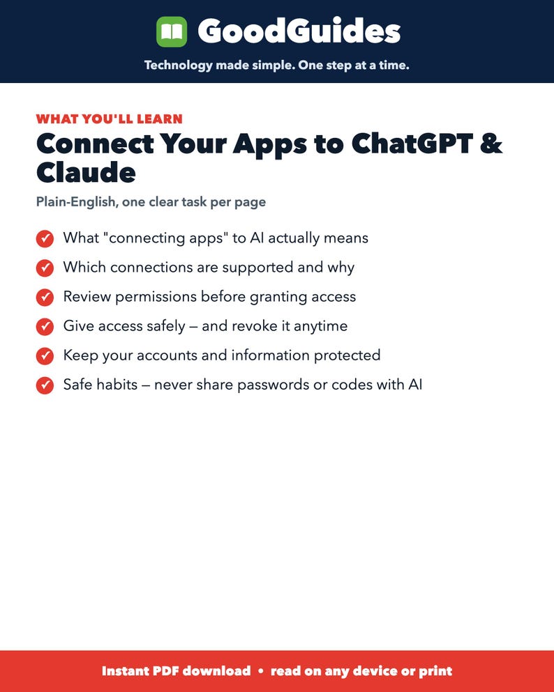 Guide för Connect ChatGPT- och Claude-appar + behörighetschecklista | AI-arbetsflödeskit bild 4
