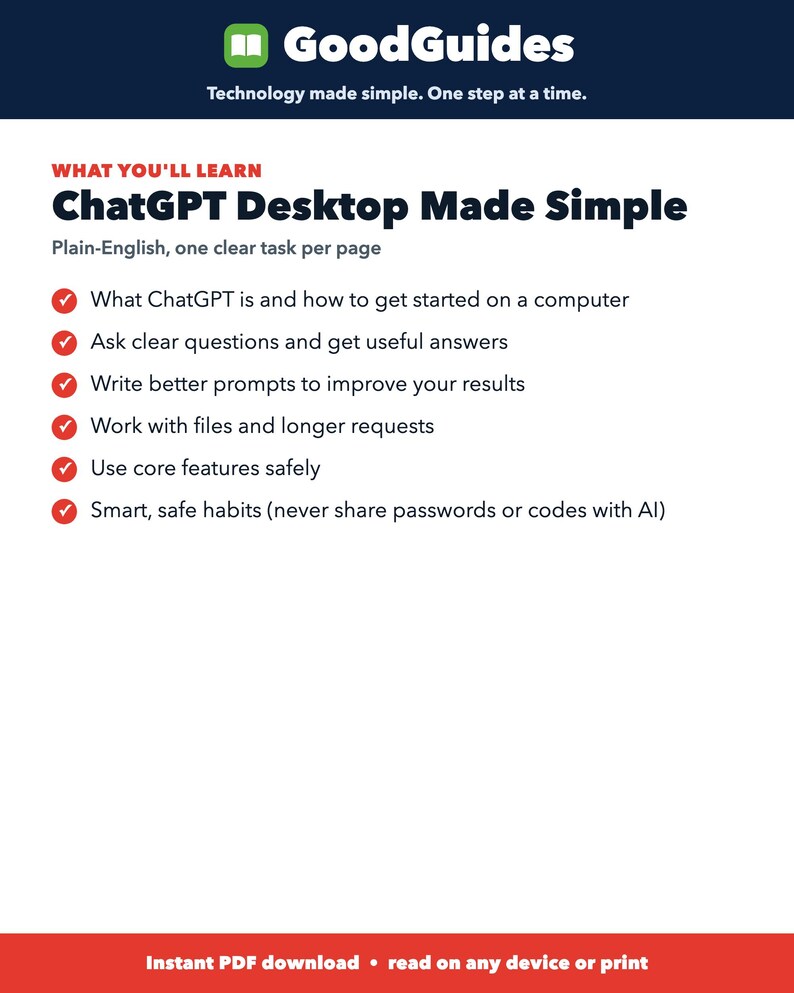 Guía para principiantes de ChatGPT Desktop + Creador de indicaciones / Kit de inicio digital de IA imagen 4
