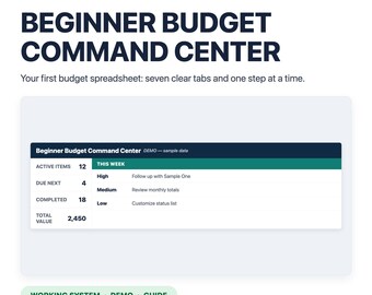 Centro de control de presupuesto para principiantes / Planificador de negocios en Google Sheets, rastreador editable, guía para principiantes