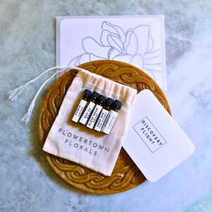 Perfume Sample Set with 5 Botanical Fragrances, Luxury Scent Flight, Clean Beauty Discovery Box, Gift for Her, Miniature Perfume Oil Vials