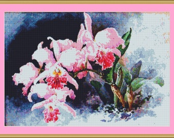 Pink Orchid Cross Stitch Pattern