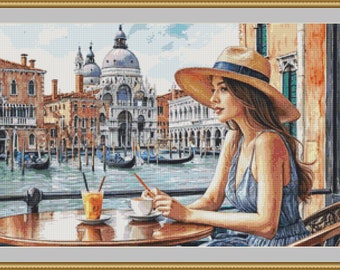 A Coffee In Venice Cross Stitch Pattern