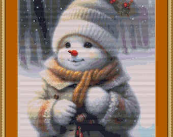 Cosy Snowman Cross Stitch Pattern - [Digital Download, PDF Files]