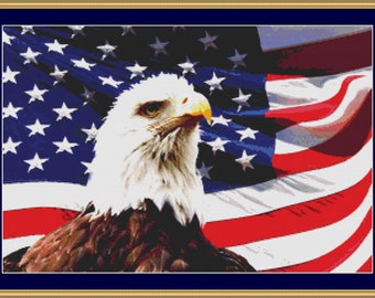 Eagle And Flag Cross Stitch Pattern