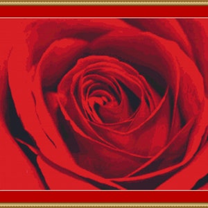 Red Rose Cross Stitch Pattern image 1