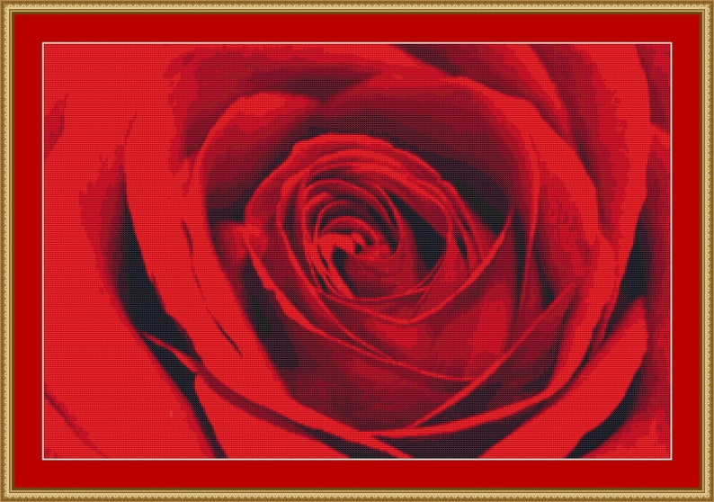 Red Rose Cross Stitch Pattern image 1