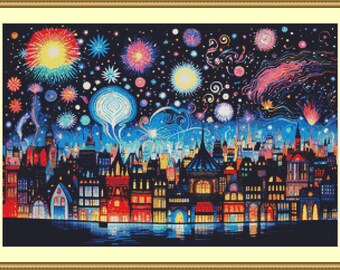 Fireworks Celebration Cross Stitch Pattern