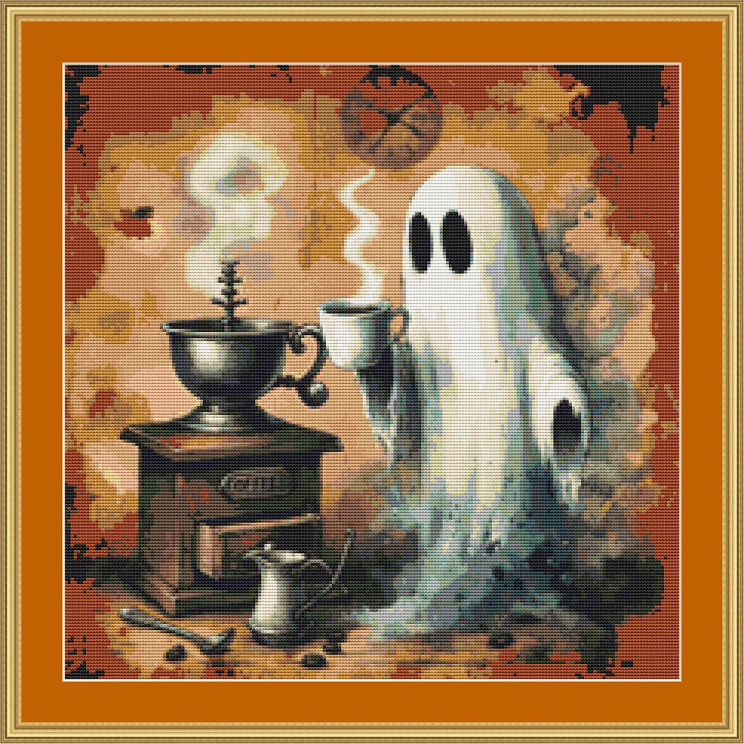 Ghost and Coffee 9 Cross Stitch Pattern - Coffee Lover, [digital ...