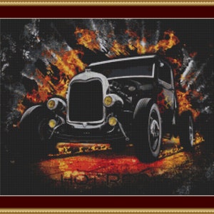 Hot Rod Cross Stitch Pattern