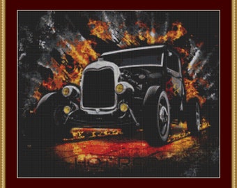 Hot Rod Cross Stitch Pattern