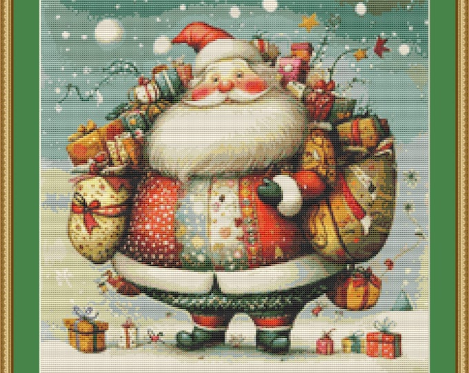Featured listing image: Father Christmas 6 Cross Stitch Pattern - Digital Download, PDF Files, Santa Claus,