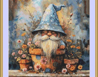 Garden Gnome 1 Cross Stitch Pattern